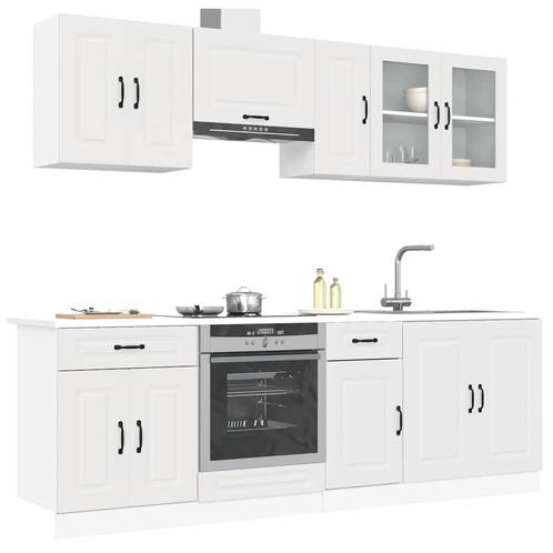 vidaXL 8-delige Keukenkastenset Kalmar bewerkt hout wit, Huis en Inrichting, Keuken | Keukenelementen, Wit, Nieuw, Verzenden