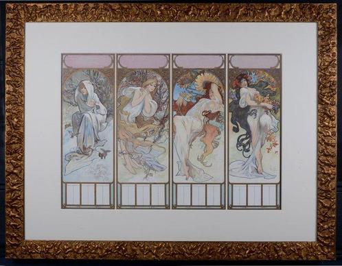Alphonse Mucha (1860-1939) - The Seasons (one sheet), Antiek en Kunst, Antiek | Meubels | Stoelen en Banken