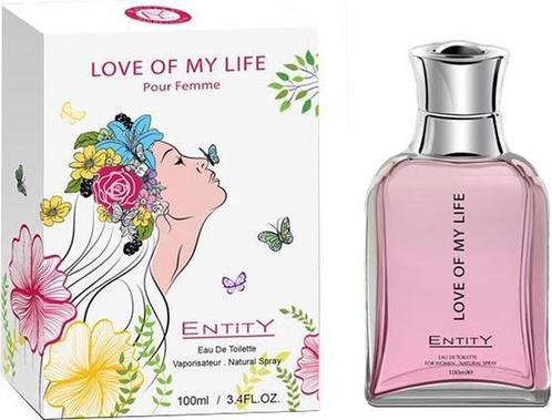 Entity - Damesparfum - Love of my life – 100ml - EDT, Sieraden, Tassen en Uiterlijk, Uiterlijk | Parfum, Nieuw, Verzenden