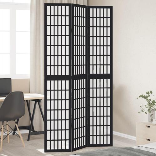 vidaXL Kamerscherm met 3 panelen massief paulowniahout zwart, Huis en Inrichting, Woonaccessoires | Kamerschermen, Nieuw, Verzenden