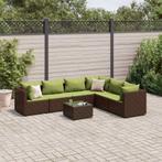 vidaXL 7-delige Loungeset met kussens poly rattan bruin, Tuin en Terras, Verzenden, Nieuw, Rotan, Loungeset