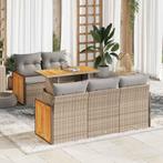 vidaXL 6-delige Loungeset met kussens poly rattan acacia, Tuin en Terras, Tuinsets en Loungesets, Verzenden, Nieuw, Rotan, Loungeset