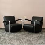 4x Leolux Scylla fauteuil - zwart leder - NIEUWSTAAT!