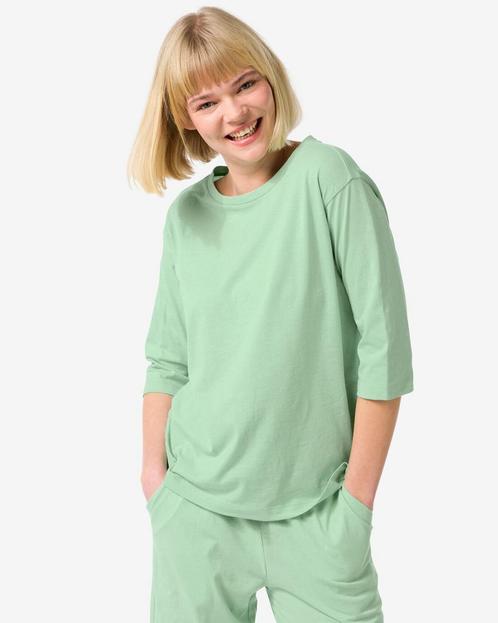HEMA Dames pyjamatop katoen lichtgroen 1+1 gratis, Kleding | Dames, Ondergoed en Lingerie, Verzenden