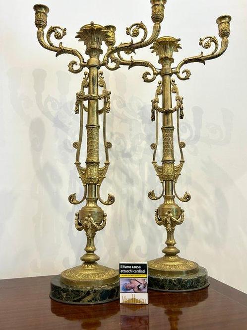 Kandelaber Set van grote kandelaren met 3 fakkels (2) -, Antiek en Kunst, Antiek | Meubels | Stoelen en Banken