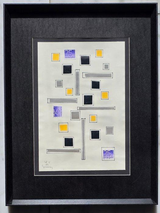 Siep Van Den Berg (1913-1998) - Collage met postzegels, Antiek en Kunst, Kunst | Designobjecten