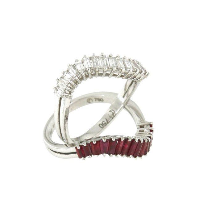 Ring - 18 karaat Witgoud - 0.97ct. tw. Diamant (Natuurlijk), Sieraden, Tassen en Uiterlijk, Ringen