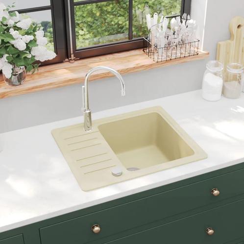 vidaXL Gootsteen enkele bak graniet beige, Doe-het-zelf en Verbouw, Sanitair, Nieuw, Verzenden