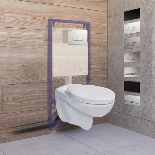 Toiletset Budget Set 01 Basic Pro Randloos Wit Met BWS, Doe-het-zelf en Verbouw, Sanitair, Overige typen, Nieuw, Chroom, Ophalen of Verzenden