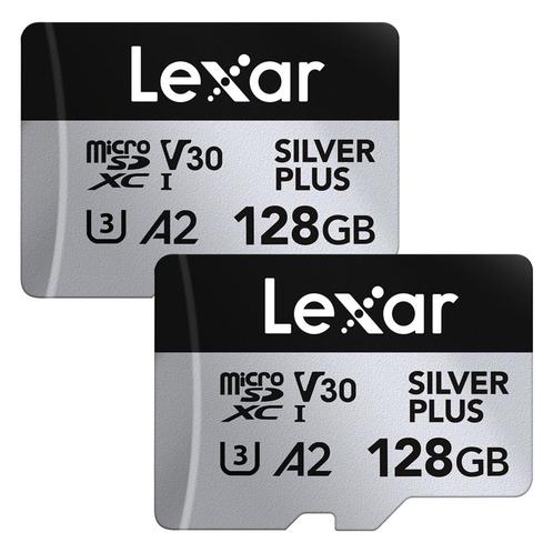 Lexar MicroSDXC Silver Plus UHS-1 128GB V30 2-pack, Audio, Tv en Foto, Fotografie | Geheugenkaarten, Overige typen, Nieuw, Ophalen of Verzenden