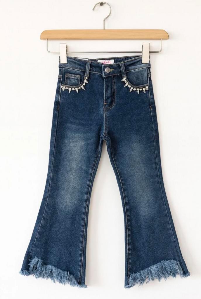 Retro flared jeans voor meisjes met steentjes | NIEUW, Kinderen en Baby's, Kinderkleding | Overige, Meisje, Nieuw, Ophalen of Verzenden