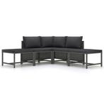 vidaXL 5-delige Loungeset met kussens poly rattan grijs, Verzenden, Nieuw, Textileen, Loungeset