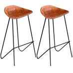 vidaXL Barstoelen 2 st echt leer zwart en bruin, Huis en Inrichting, Barkrukken, Verzenden, Nieuw