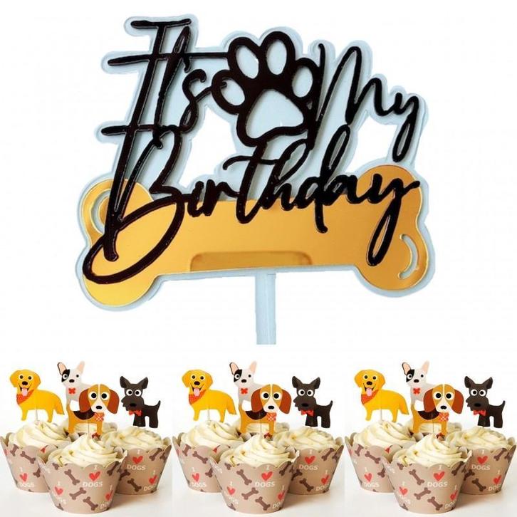 Cupcake en taart toppers Its My Barkday, Hobby en Vrije tijd, Taarten en Cupcakes maken, Taarten of Cupcakes, Versiering, Nieuw