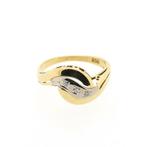 Bicolor gouden ring met diamant | 0,06 ct. (rijring), Goud, Met edelsteen, Gebruikt, 17 tot 18