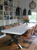 betontafel unieke robuuste betonnen eettafel tafel betoncire, Robuuste industriele stoere design tafels eetafels, Nieuw, 50 tot 100 cm