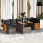 vidaXL 5-delige Loungeset met kussens poly rattan grijs, Verzenden, Nieuw, Rotan, Loungeset