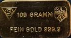 100 gram goudbaar Schone (Ontwerp: Elders Finance Group), Postzegels en Munten, Edelmetalen en Baren, Verzenden, Goud