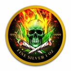 Tsjaad. 5000 Francs 2024 1 oz Cannabis Green Smoker Skull