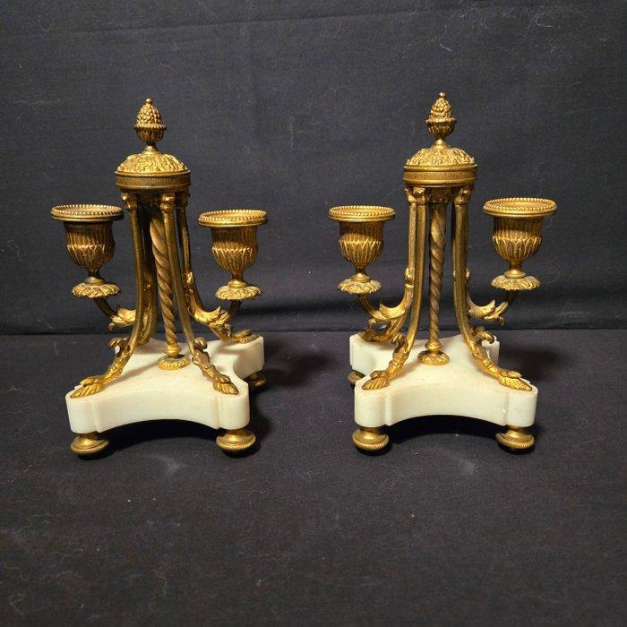 Kaarsenhouder (2) - Verguld brons - Mini kandelaars, Antiek en Kunst, Antiek | Klokken