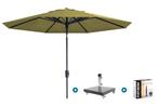 Madison Paros 2 Luxe stokparasol 3 m. rond - Sage green +, Tuin en Terras, Verzenden, Nieuw, Parasolvoet, Kantelbaar