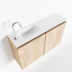 MONDIAZ TURE 80cm toiletmeubel washed oak. EDEN wastafel, Ophalen of Verzenden, Nieuw, Bad