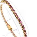 Gouden armband met roze toermalijn | 18 cm (diamant), Gebruikt, Overige kleuren, Ophalen of Verzenden, Met edelsteen