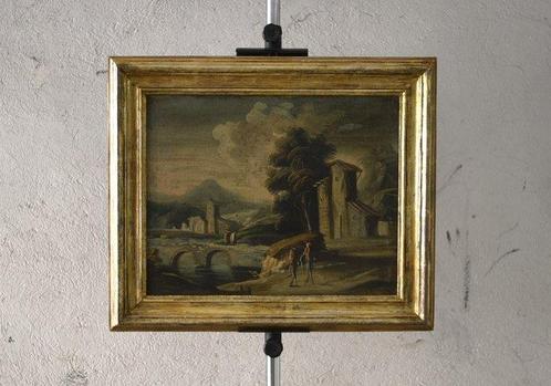 Scuola Nord Europea (XVIII) - Paesaggio con figure, Antiek en Kunst, Kunst | Schilderijen | Klassiek