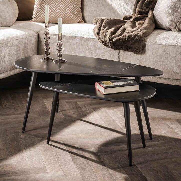 *WOONWINKEL* Salontafel Set Zwart Keramiek, Huis en Inrichting, Tafels | Salontafels, Nieuw, Verzenden