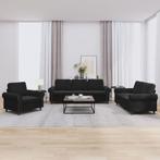 vidaXL 3-delige Loungeset met kussens fluweel zwart, Verzenden, Nieuw, Vierpersoons of meer, Stof