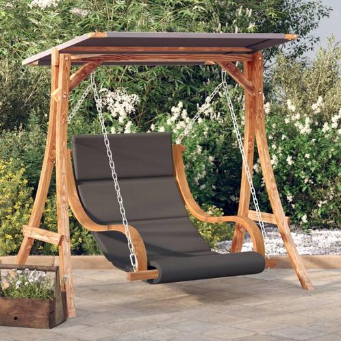 vidaXL Schommelstoel met kussen en luifel massief vurenhout, Tuin en Terras, Tuinbanken, Nieuw, Hout, Verzenden