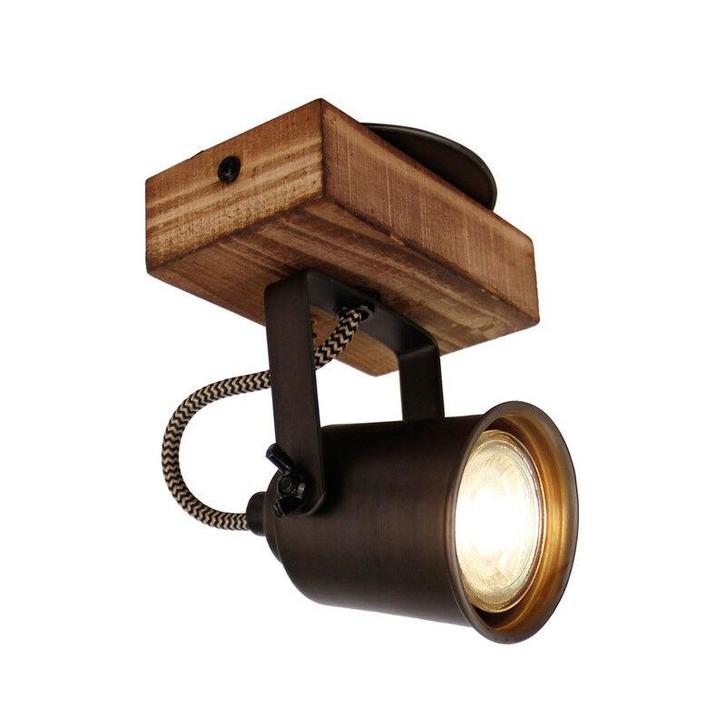 Zwarte plafondspot Clazina, metaal, vintage, Huis en Inrichting, Lampen | Plafondlampen, Nieuw, Hout, Ophalen of Verzenden