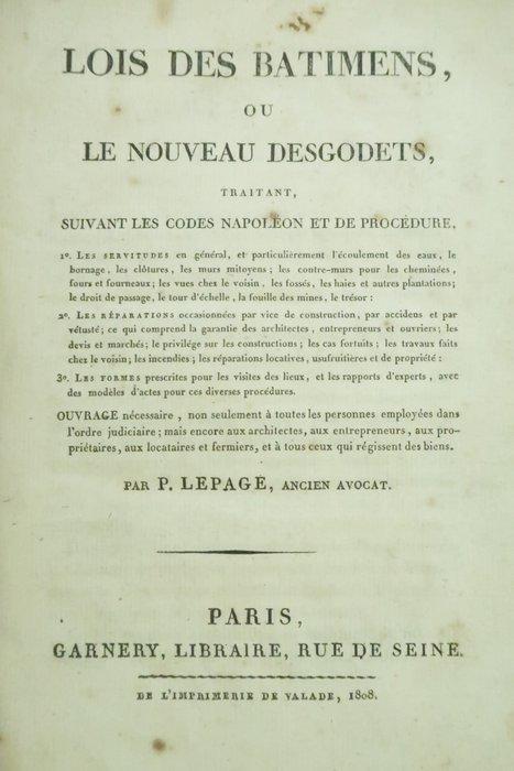 P. Lepage - Lois des Batimens, ou le nouveau Desgodets -, Antiek en Kunst, Antiek | Boeken en Bijbels