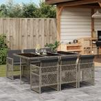 vidaXL 7-delige Tuinset met kussens poly rattan grijs, Tuin en Terras, 6 zitplaatsen, Nieuw, Tuinset, Verzenden