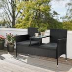 Tuinbank Monaco - Polyrotan zwart/grijs, Tuin en Terras, Verzenden, Nieuw