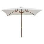 vidaXL Parasol met houten paal 200x300 cm crèmewit, Tuin en Terras, Verzenden, Nieuw, 3 tot 4 meter