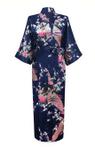KIMU® kimono donkerblauw satijn XL-XXL ochtendjas yukata kam