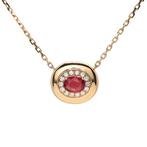 Halsketting - 18 karaat Geel goud Robijn - Diamant, Sieraden, Tassen en Uiterlijk, Kettingen, Nieuw