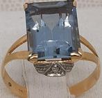 Ring - 18 karaat Geel goud Aquamarijn - Diamant, Sieraden, Tassen en Uiterlijk, Ringen, Nieuw