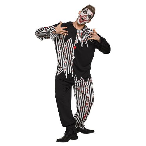 Clown kostuum Bloody Jester (volwassenen) zwart/wit, Hobby en Vrije tijd, Feestartikelen, Nieuw, Verzenden