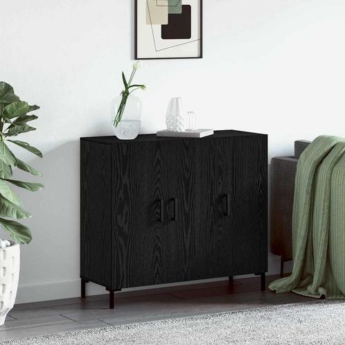 vidaXL Dressoir Zwart 90 x 34 x 80 cm Bewerkt hout, Huis en Inrichting, Kasten | Dressoirs, Nieuw, Minder dan 50 cm, Overige houtsoorten