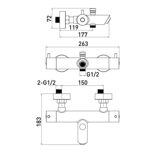 Badkraan Go by van Marcke Cocoon Black Opbouw Thermostatisch, Doe-het-zelf en Verbouw, Sanitair, Ophalen of Verzenden