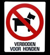 Kunststof aanduidingsbord verboden voor honden, Doe-het-zelf en Verbouw, Hang- en Sluitwerk, Nieuw, Ophalen of Verzenden