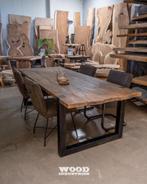 oudeiken eettafel robuust eikenhouten tafel stoer uniek, Huis en Inrichting, Metaal, Verzenden, 50 tot 100 cm, Vijf personen of meer