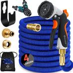 Flexibele Tuinslang - Inc. sproeikop - 15 meter - Blauw, Huis en Inrichting, Verzenden, Zo goed als nieuw