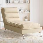 vidaXL Chaise longue met kussens stof crèmekleurig, Verzenden, Nieuw