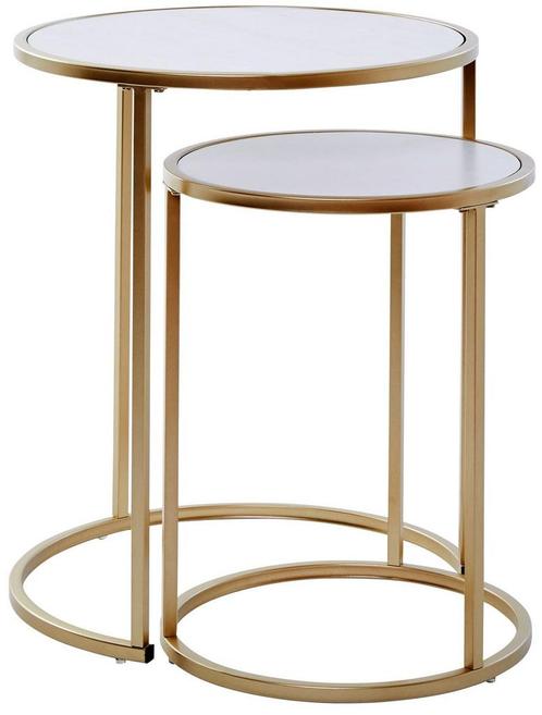 Jahnke Moebel Sol Goud / Marmer Bijzettafel Set, Huis en Inrichting, Tafels | Bijzettafels, Ophalen of Verzenden