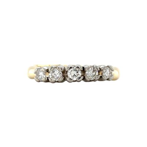 Gouden rijring met diamant 14 karaat, Sieraden, Tassen en Uiterlijk, Ringen, Wit, Zo goed als nieuw, Goud, Verzenden