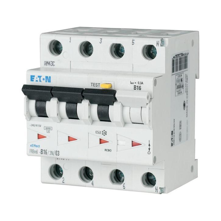 Eaton aardlekautomaat / 16A, 30mA, C-kar, 3P+N /, Doe-het-zelf en Verbouw, Elektra en Kabels, Nieuw, Ophalen of Verzenden