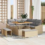 vidaXL Tuin Sofa Set met kussen 8 pcs Beige Poly riet, Verzenden, Nieuw, Rotan